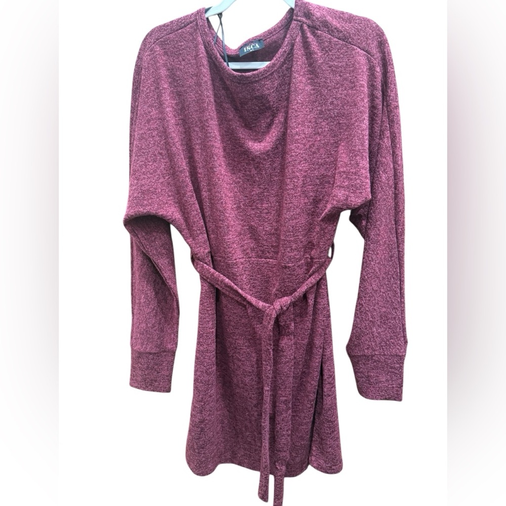 ISCA Made‎ in Canada Fleece Knit Tie-Waist Dress | Long Sleeve | Work to Weekend